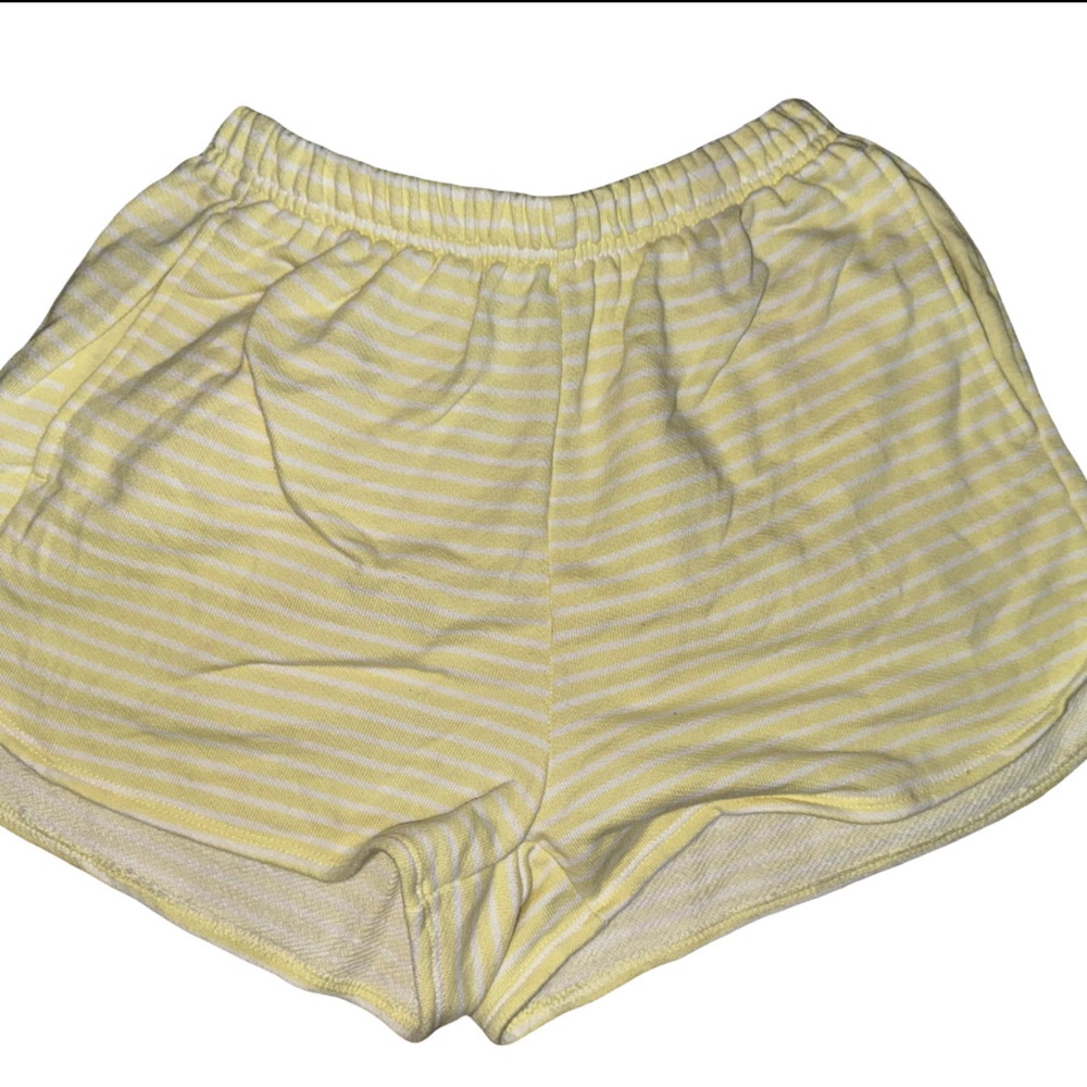 Yellow and White Terry Pull-On Shorts